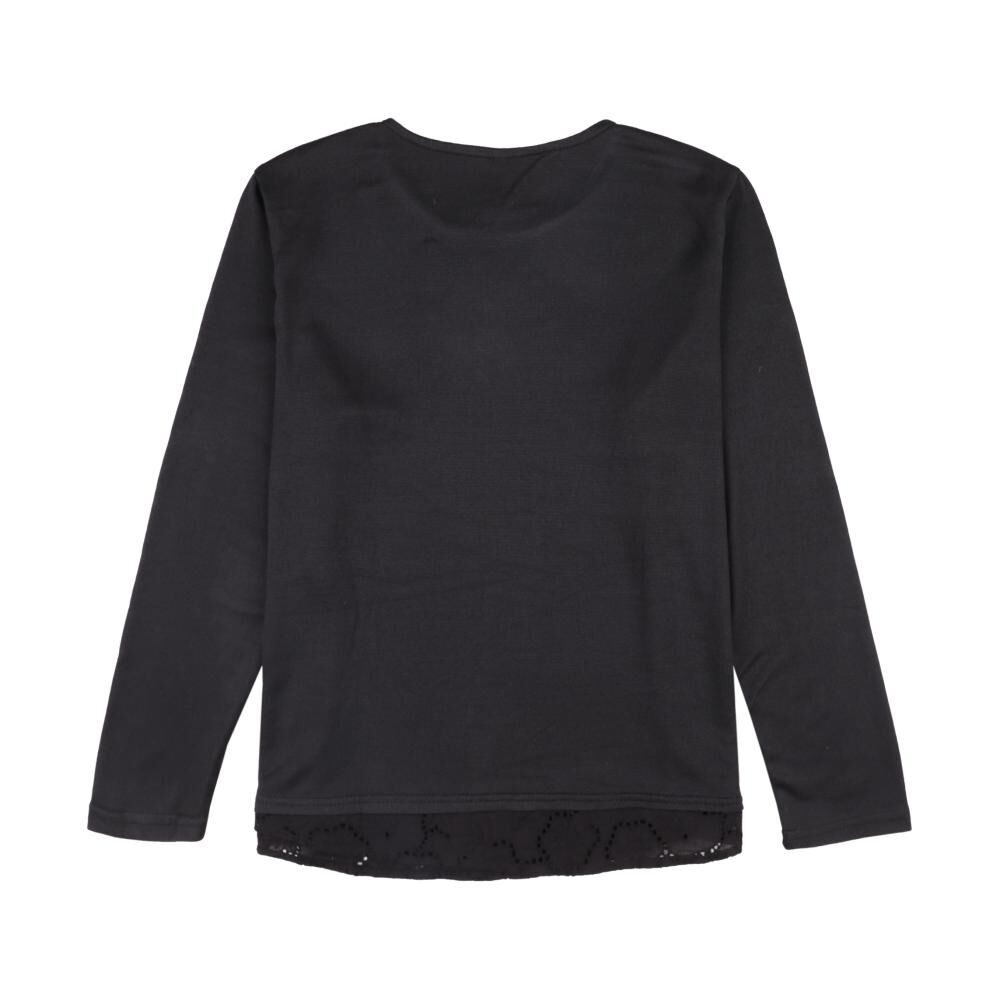 Sweater Liso Aplicación Broderie En Cintura Cuello Redondo Mujer Geeps image number 1.0