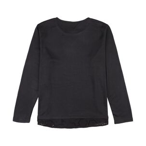 Sweater Liso Aplicación Broderie En Cintura Cuello Redondo Mujer Geeps