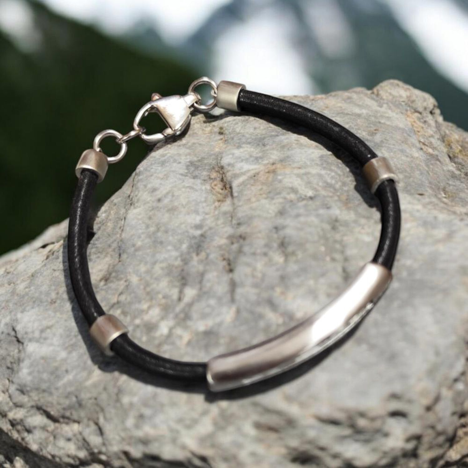 Pulsera De Hombre Cat J007b10112 Plateado-negro image number 1.0