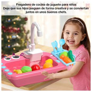 Juguete Fregadero Lavavajillas Con Accesorios Rosado Infantil
