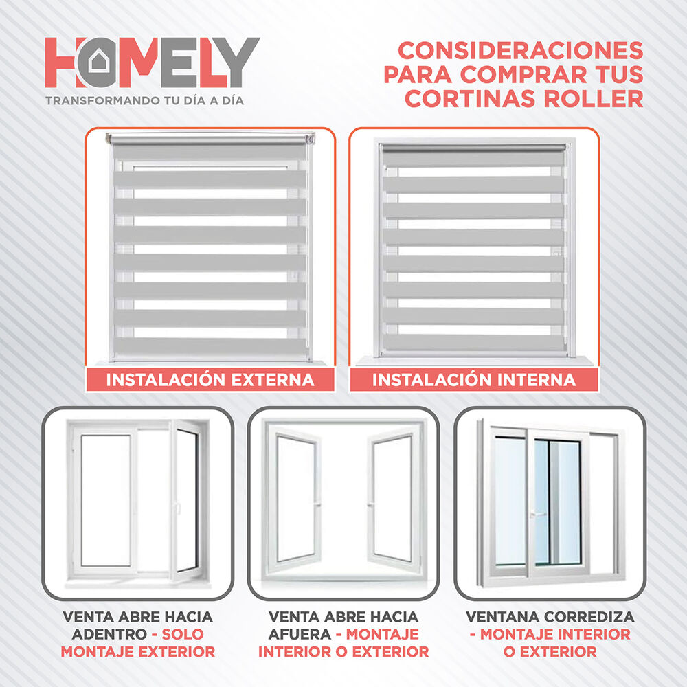 Cortinas Roller Duo 100% Dia Y Noche Zebra 120x200cm Homely image number 2.0