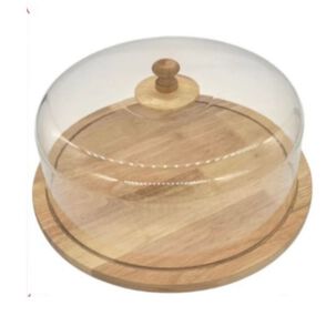 Bandeja De Bamb&uacute; Con Tapa Cubre Alimentos Eco Redondo 31x31cm