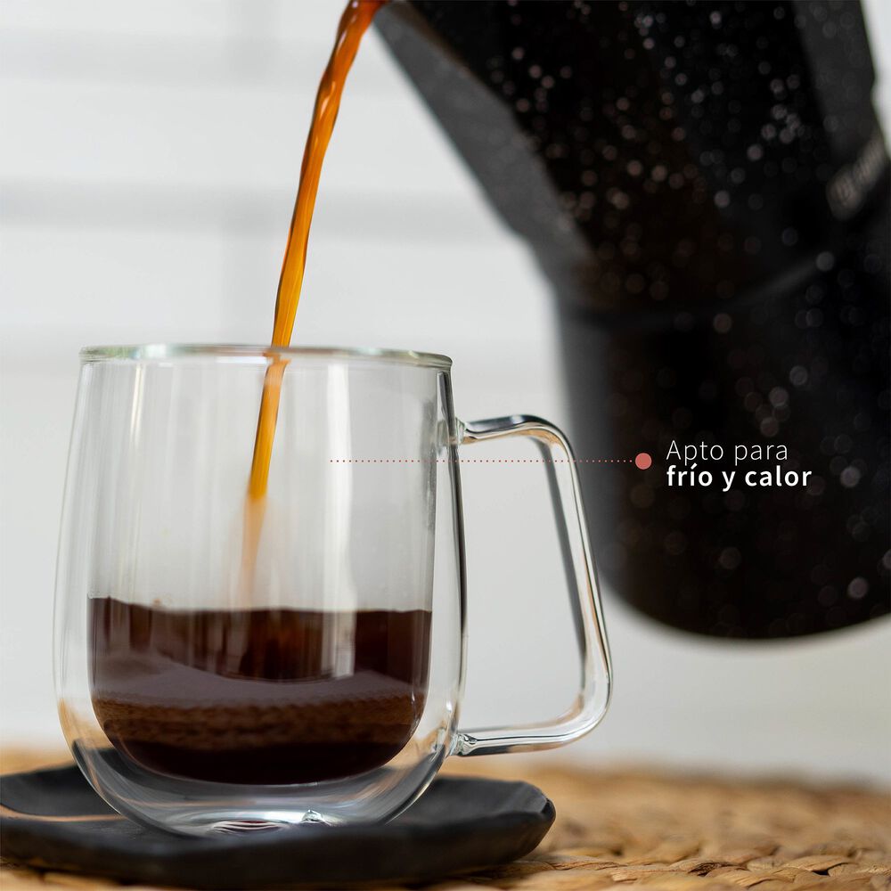 Set 4 Tazas Mug De Vidrio Doble Pared 300 Ml Simplit image number 5.0