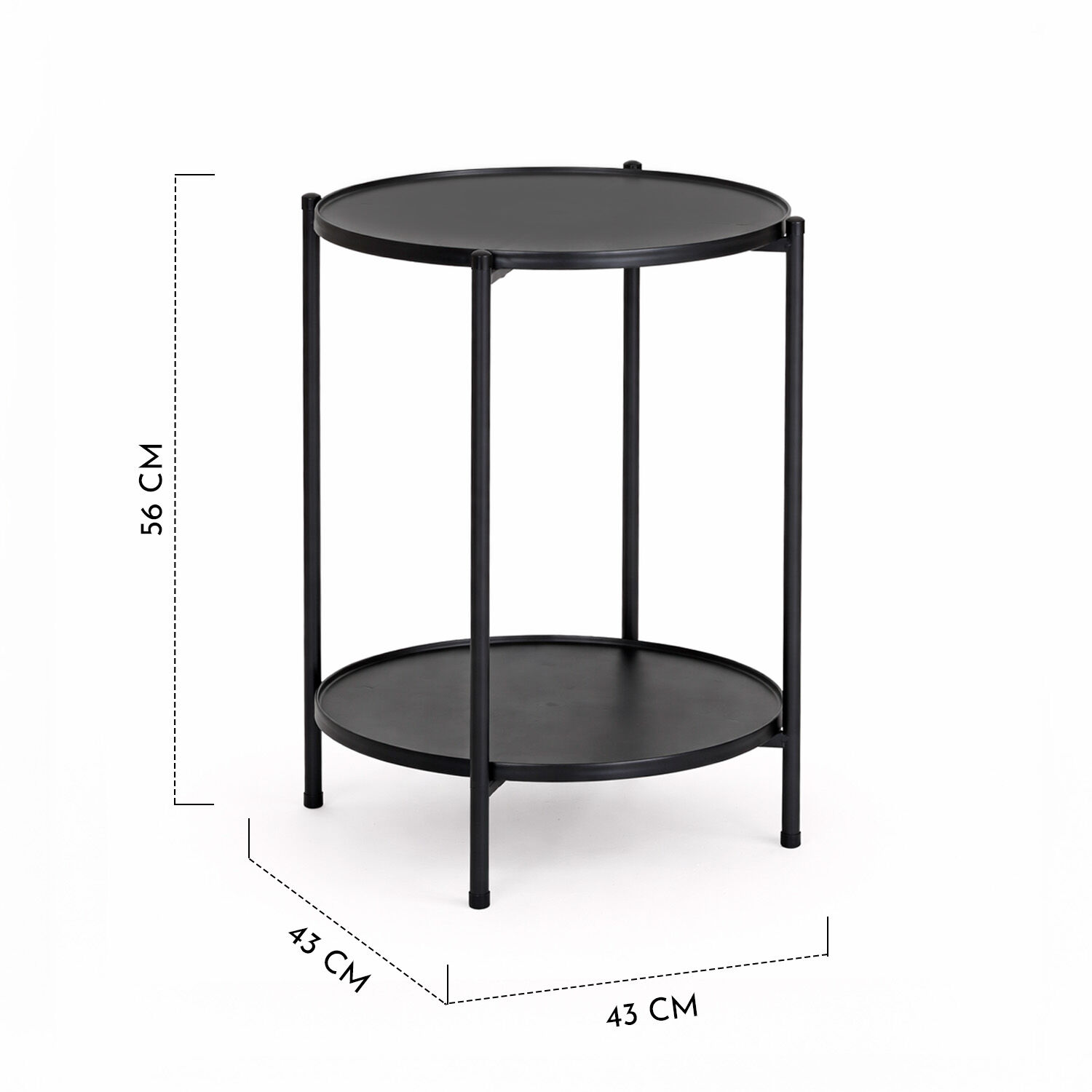 Mesa Lateral Met&aacute;lica Con Repisa 57x43x43 Cm Negro image number 2.0
