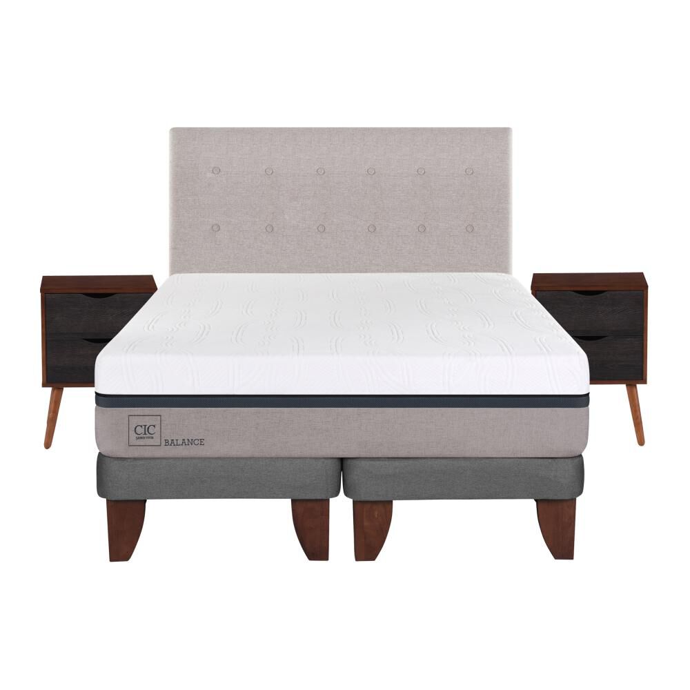 Cama Europea Cic Balance / 2 Plazas / Base Dividida + Set De Maderas image number 0.0