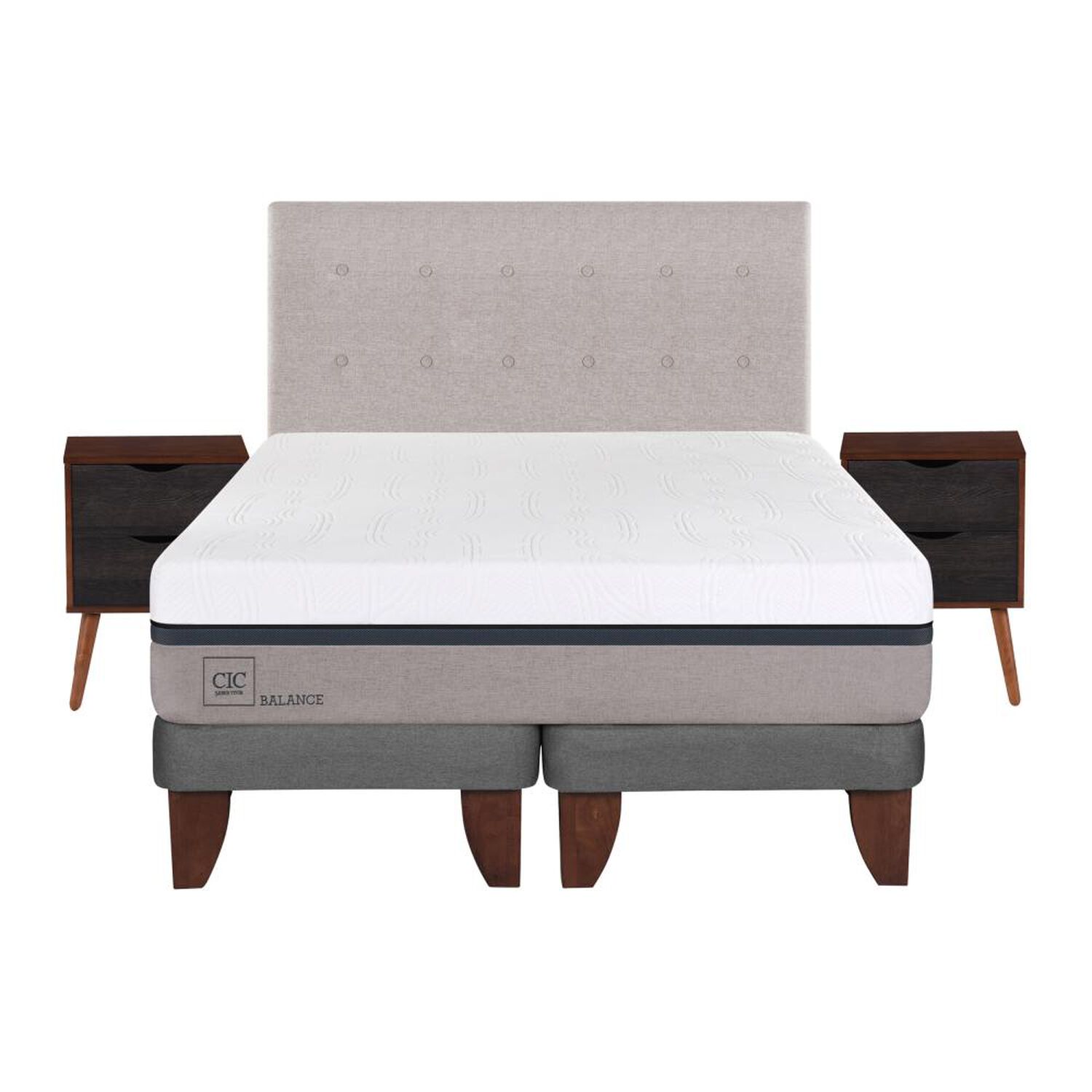 Cama Europea Cic Balance / 2 Plazas / Base Dividida + Set De Maderas image number 0.0