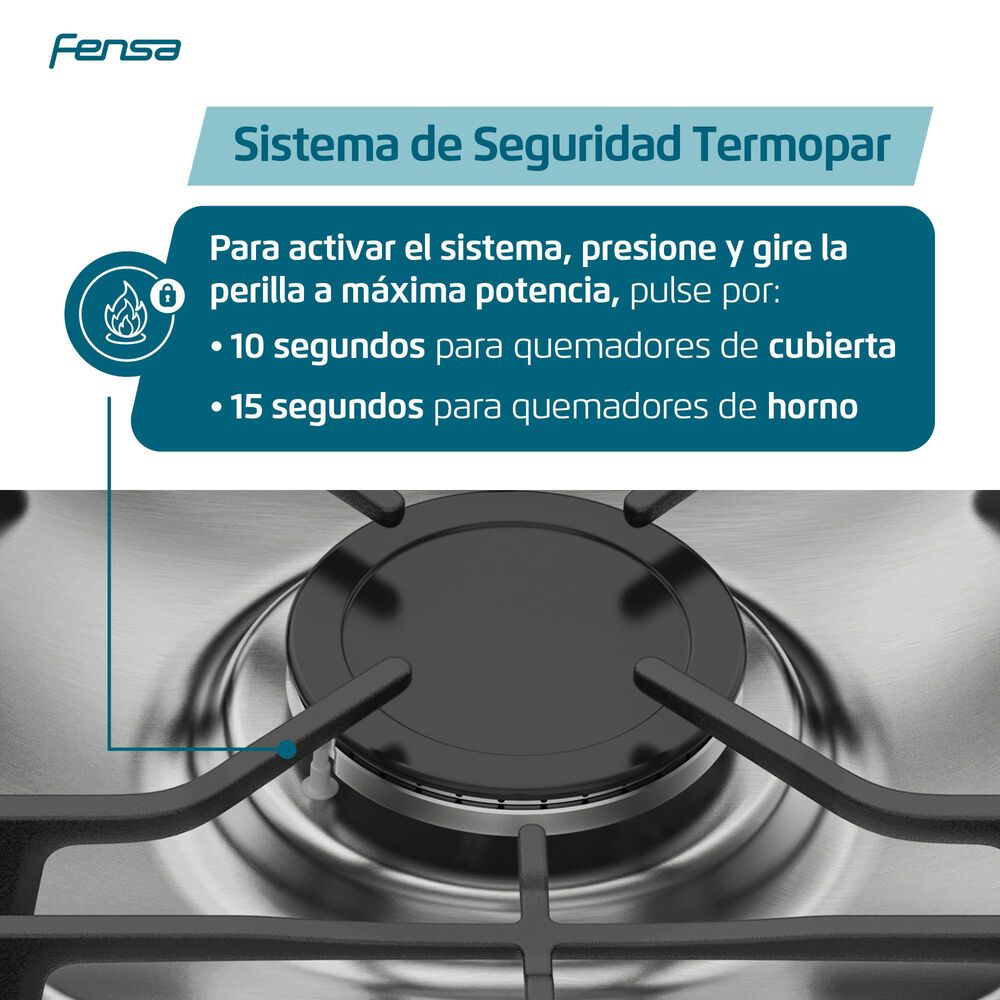 Cocina A Gas 4 Platos Fensa Experience F 2606 T Gris image number 10.0