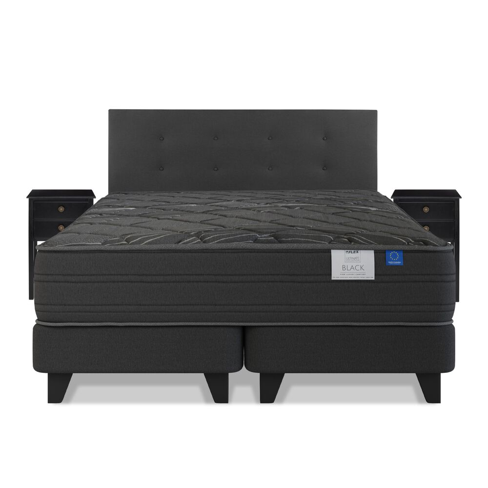 Cama Europea Flex Black / 2 Plazas / Base Dividida + Set De Maderas image number 1.0