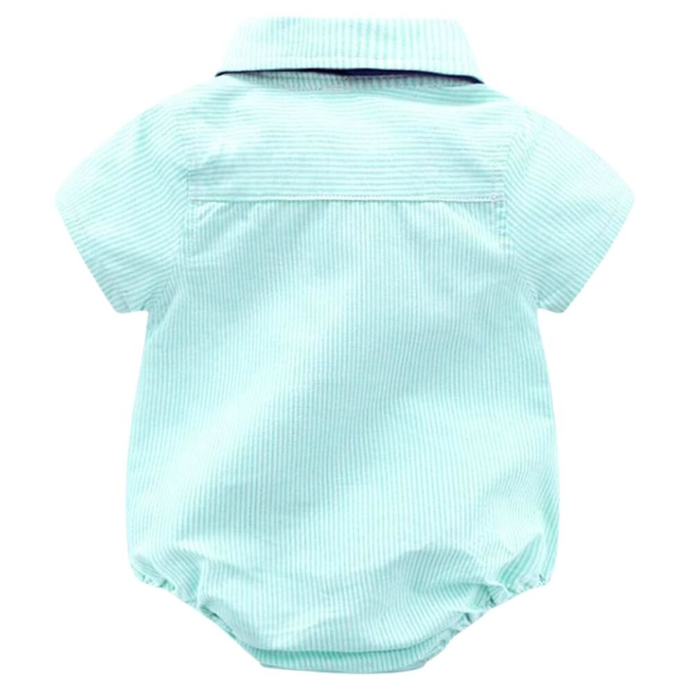 Conjunto De Vestir Ni&ntilde;o Body Estilo Camisa Y Pantal&oacute;n Corto 6 A 24 Meses Rayas Verdes image number 4.0