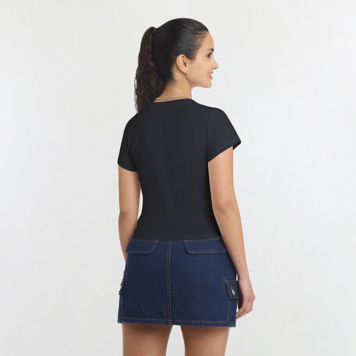 Polera Rib Manga Corta Cuello Redondo Mujer Freedom image number 2.0