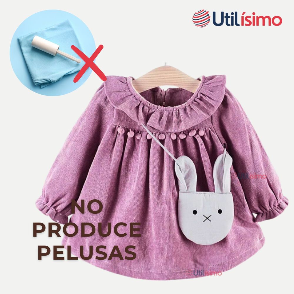 Vestido De Cotelé Con Bolso Conejo Forrado En Plush Niña Color Lila image number 6.0