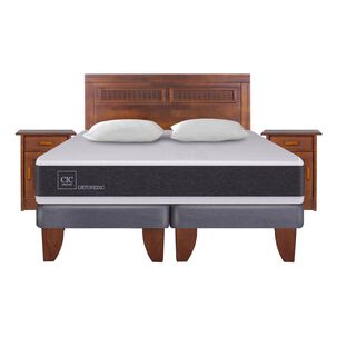 Cama Europea Cic New Ortopedic / 2 Plazas / Base Dividida + Set De Maderas + Almohadas
