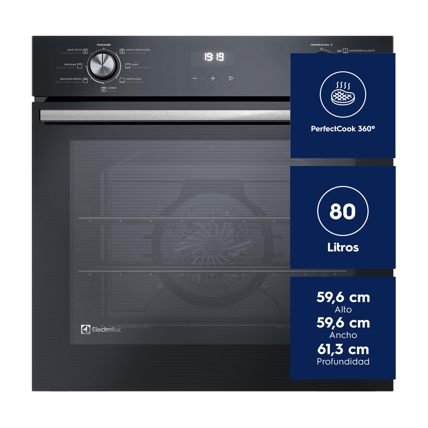 Horno Empotrable El&eacute;ctrico Electrolux 80 Litros Con Convecci&oacute;n, Perfectcook360 Y Negro (oe8eh) image number 1.0