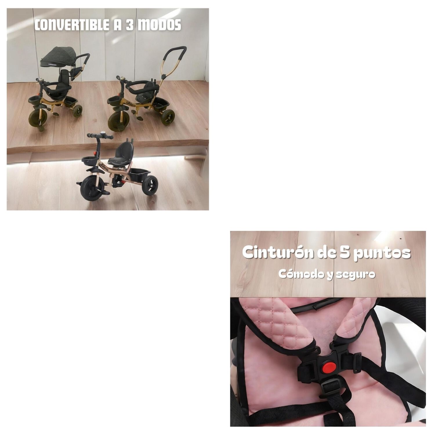 Triciclo 3 En 1 Con Apoya Pies 360&deg;lubabycas Negro image number 6.0