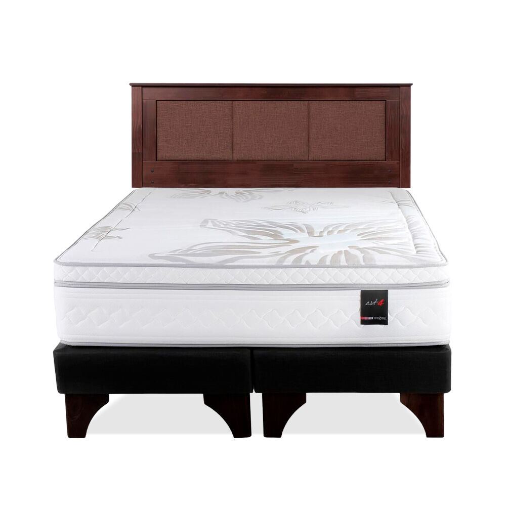 Cama Europea Rosen Art 4 / 2 Plazas / Base Dividida + Respaldo Rachel image number 0.0