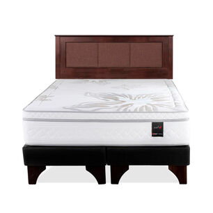 Cama Europea Rosen Art 4 / 2 Plazas / Base Dividida + Respaldo Rachel