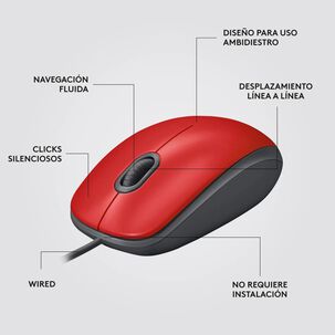 Mouse Logitech M110 Silent Con Cable Rojo