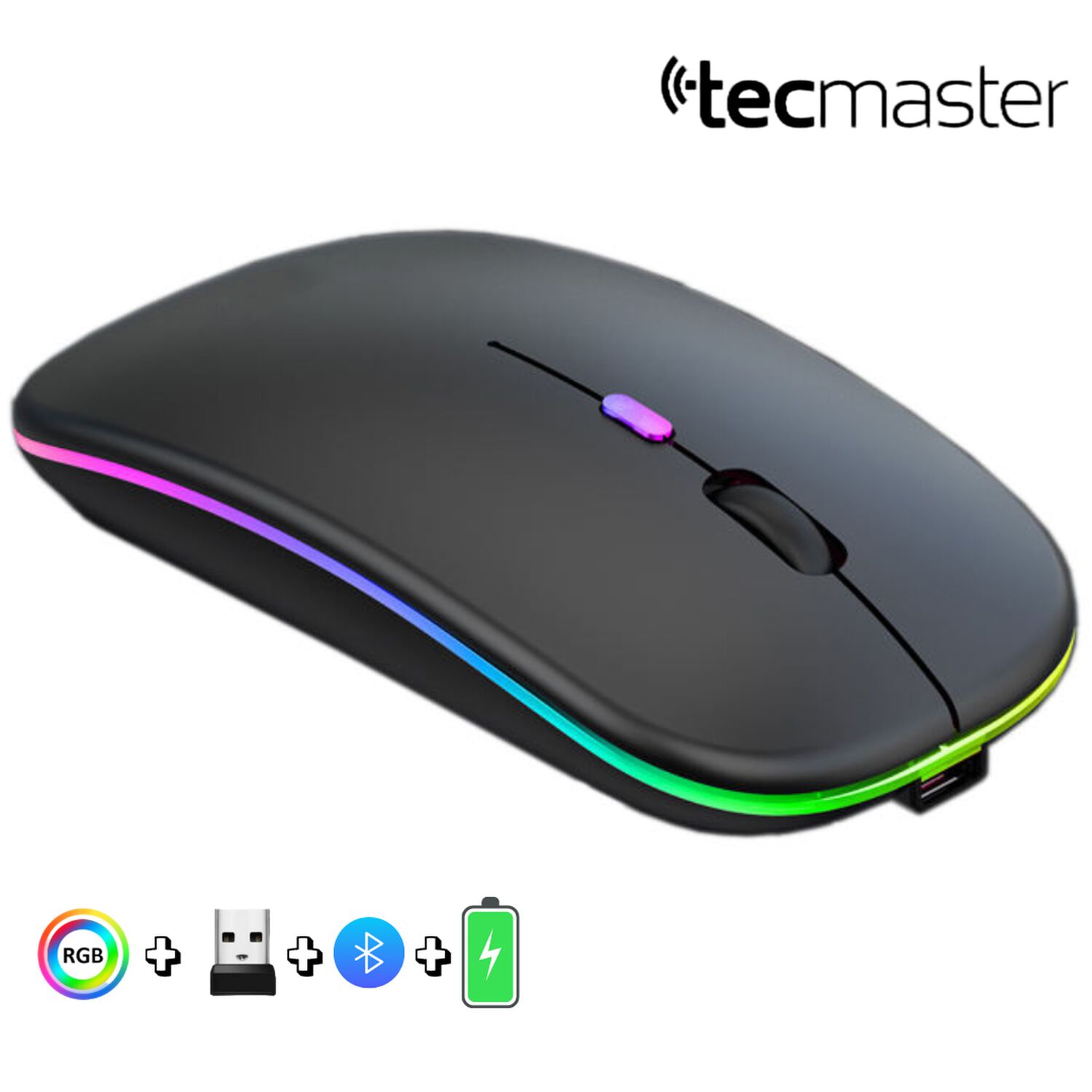Mouse Inal&aacute;mbrico Dual Bluetooth + Usb 2g Recargable Rgb Bk image number 8.0