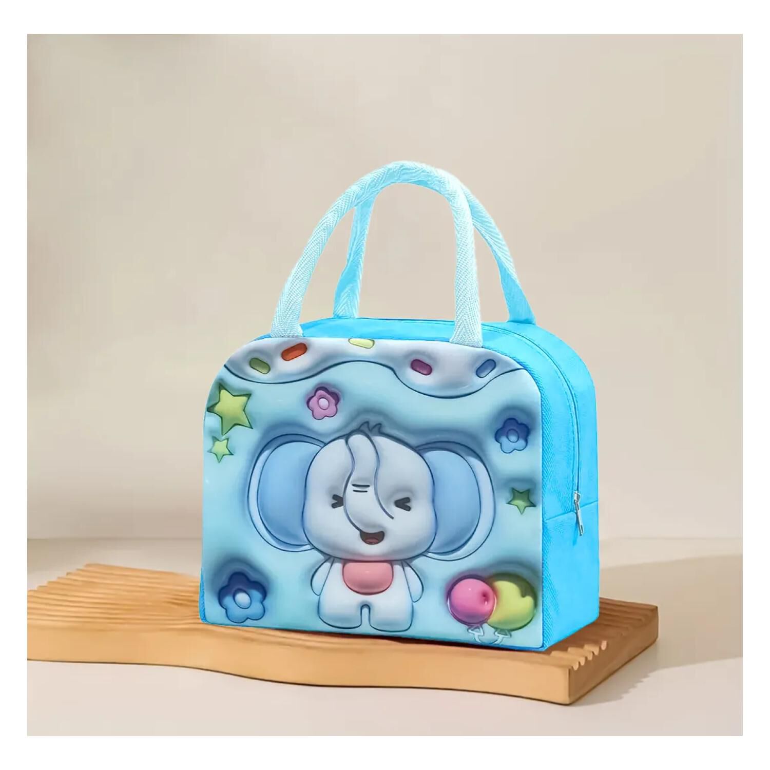 Lonchera Bolsa Termica 23x10x29cm Elefante Azul Kawaii image number 2.0