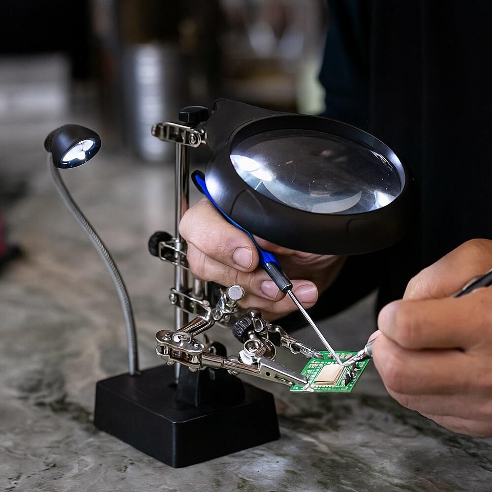 Lupa Brazo Escritorio Soporte Pinza Luz Led Tercera Mano image number 2.0