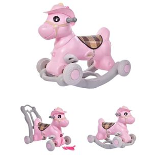 Correpasillos Y Balanc&iacute;n Caballo 3 En 1 Rosado