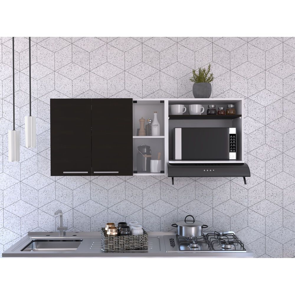 Mueble Superior De Cocina 2 Puertas 60.2x150x40 Cm Blanco Y Negro image number 4.0