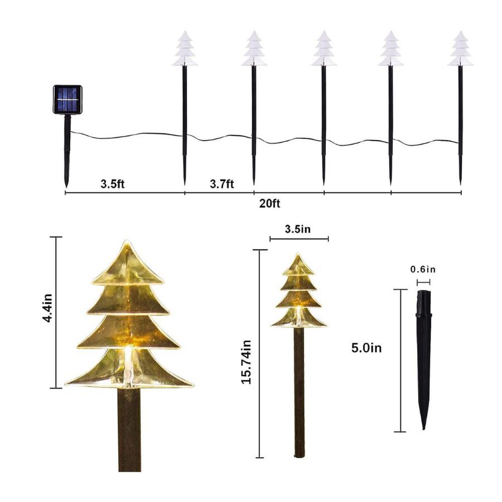 Pack 5 Estacas Arbolitos De Navidad Luces Solares image number 5.0