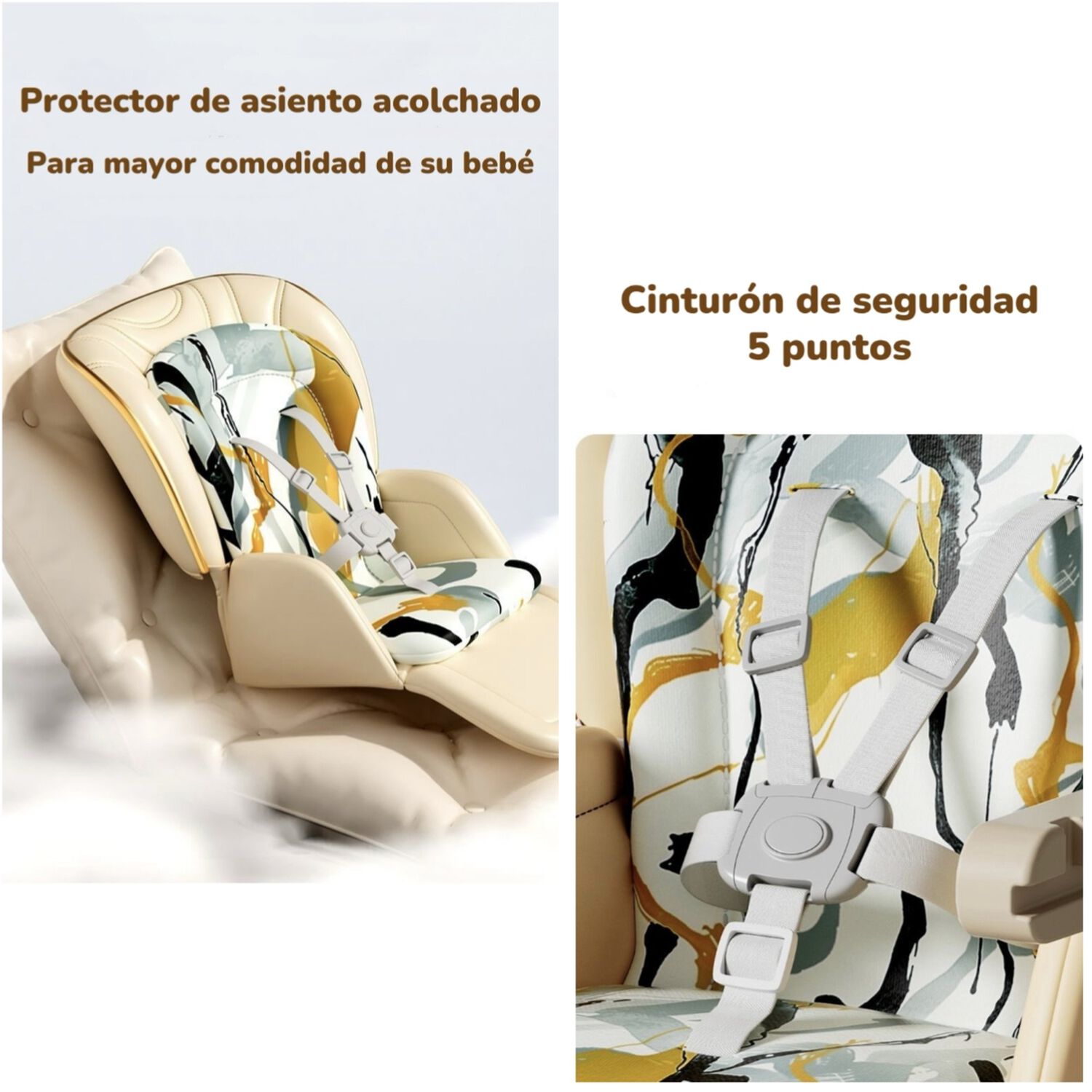 Silla De Comer Columpio 2 En 1 Con Protector Crema Lubabycas image number 6.0