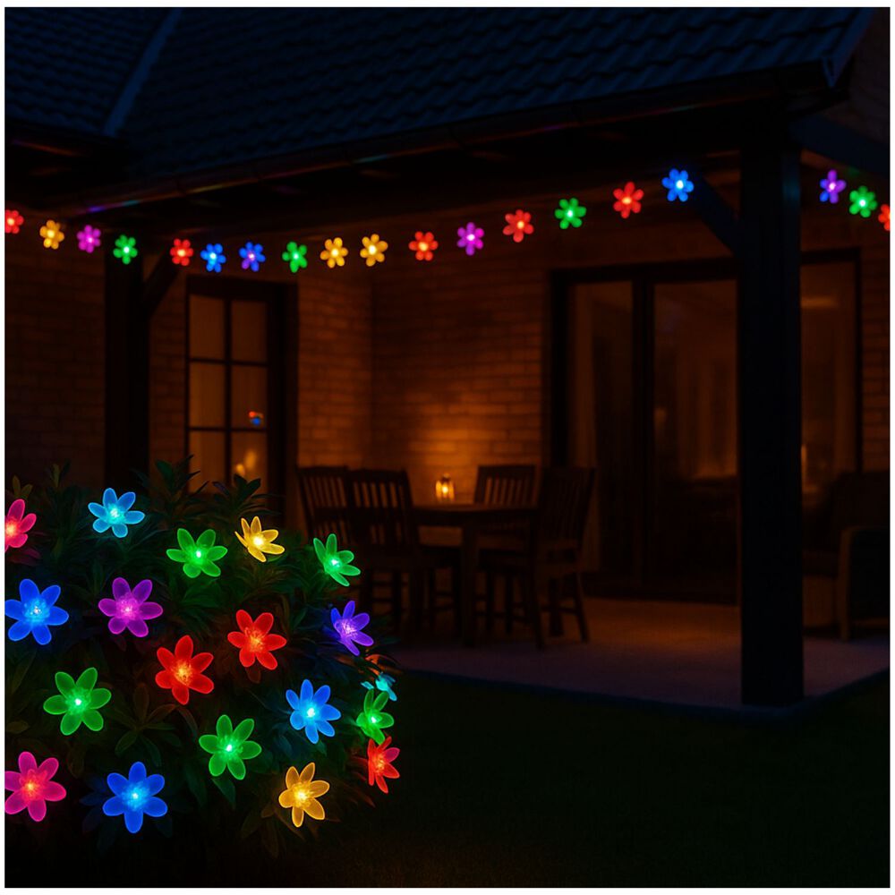 Set 3 Luces Navidad Led Flores Solar 4m Rgb Decoracion image number 2.0