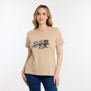 Polera Lisa Manga Corta Cuello Redondo Mujer Geeps