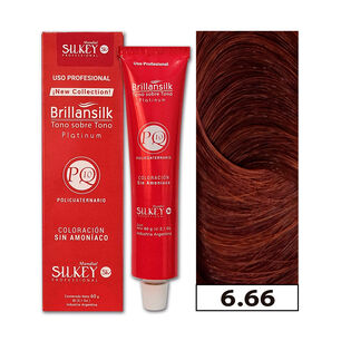 Brillansilk - Tintura Tono Sobre Tono Sin Amon&iacute;aco Silkey 60g + Oxidante - 6.66 Rubio Oscuro Rojizo Profundo