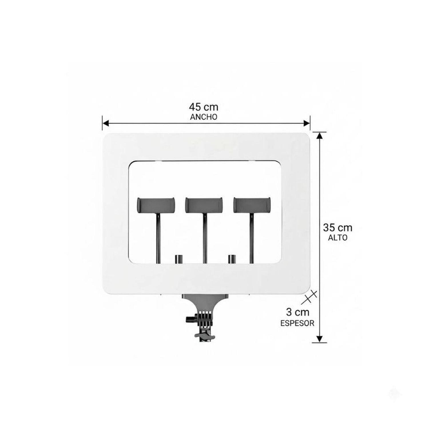 Aro De Luz Led Rectangular Rl-18s Triple Soporte Celular image number 2.0