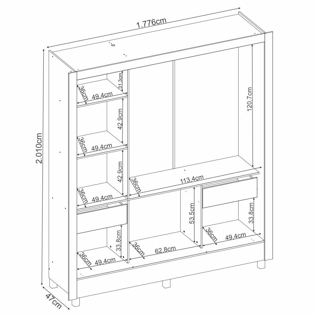 Cl&oacute;set Di Poretti Design Ravel / 3 Puertas / 2 Cajones image number 1.0
