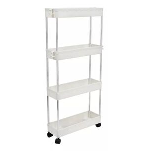 Estanter&iacute;a Pl&aacute;stica Rodante Blanca 4 Niveles Organizador