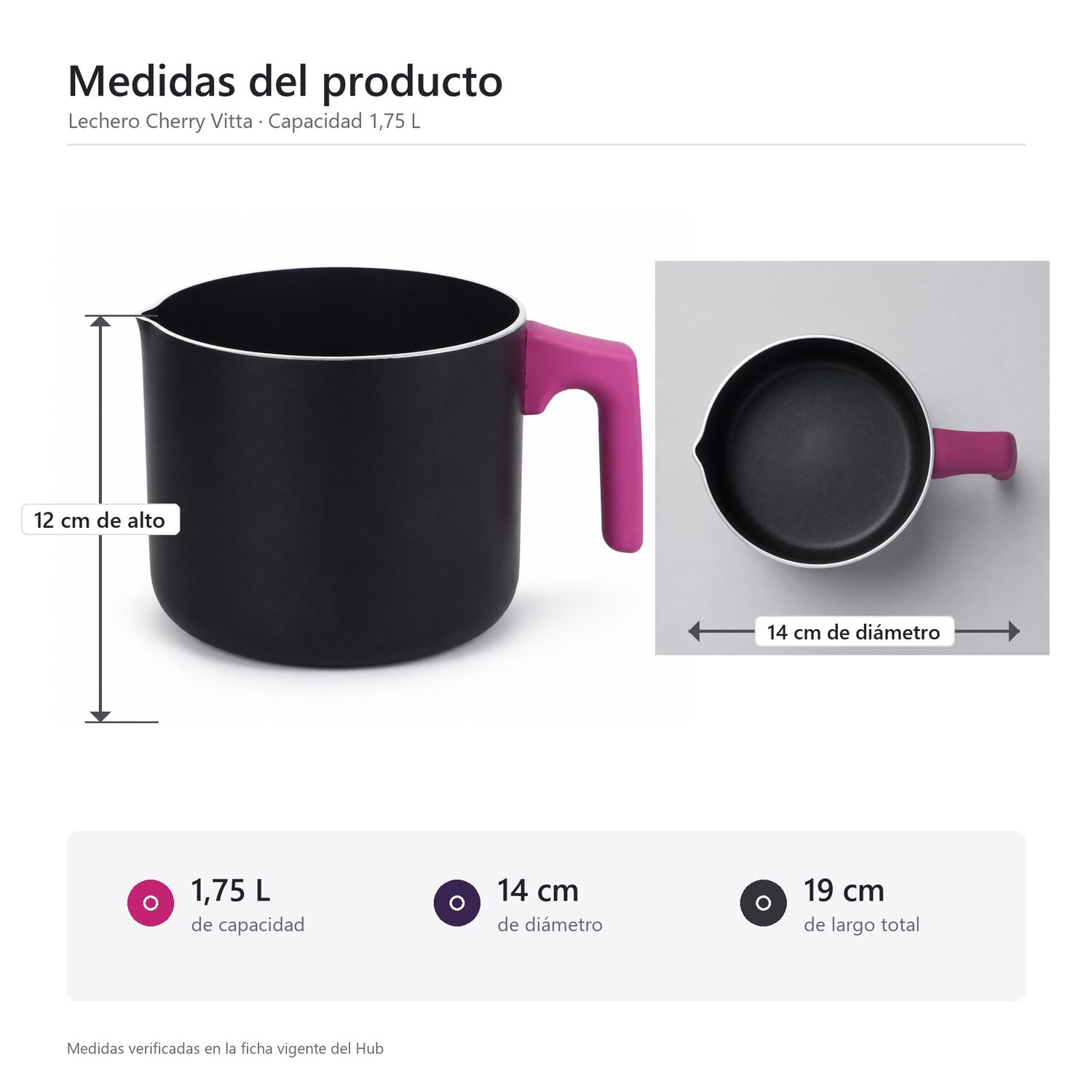 Lechero Antiadherente Vitta Cherry 1,75 Litros 14 Cm De Aluminio image number 6.0