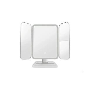 Espejo Maquillaje Led Triple Plegable Luz Ajustable Cosm&eacute;tico