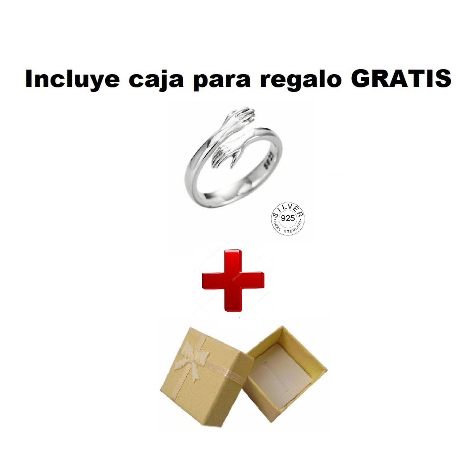 Anillo Abrazo Plata Real Sterlina 925 Abrazo Amor Joyeria Fina image number 5.0