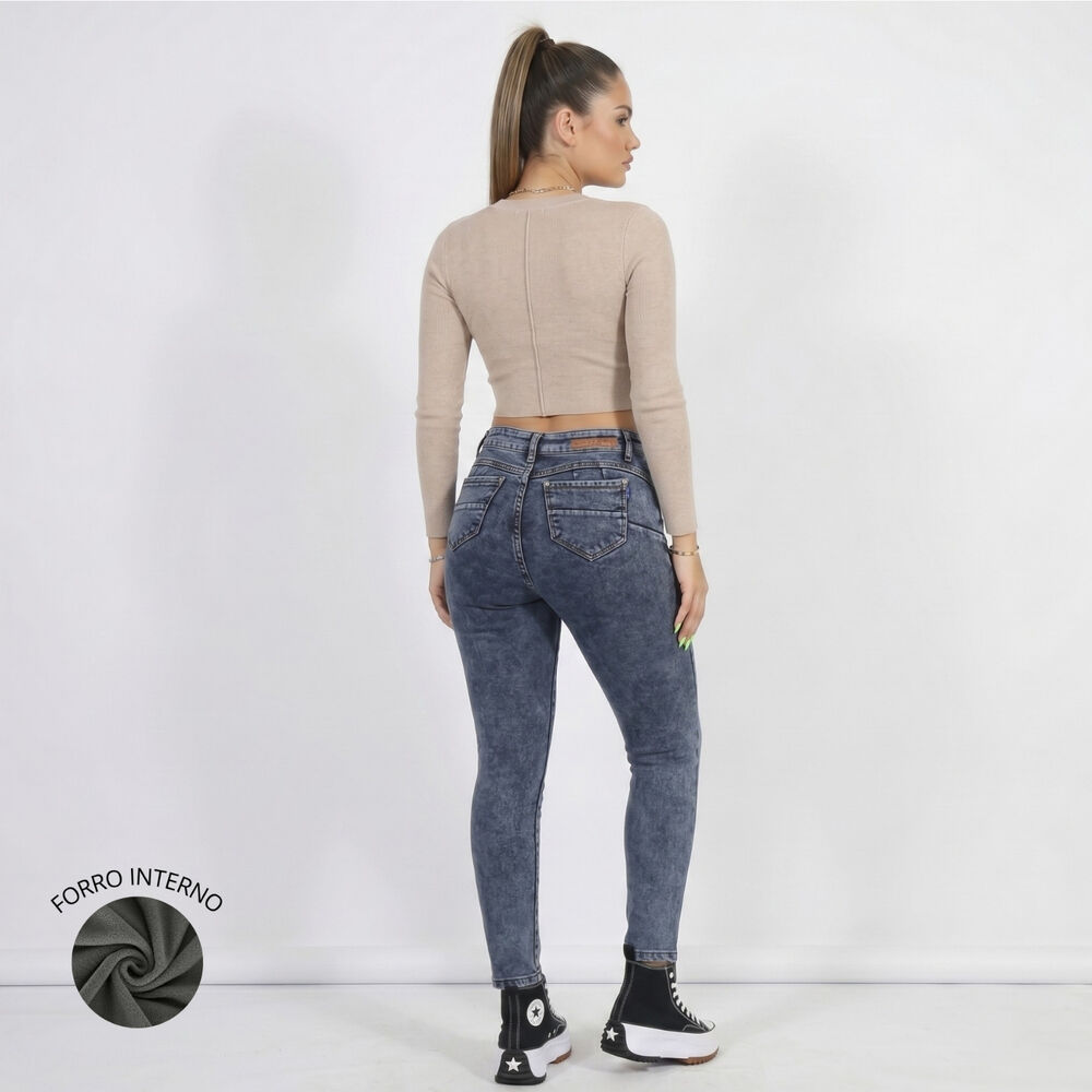 Jeans Pantalon Skinny Forro Polar Mujer image number 2.0