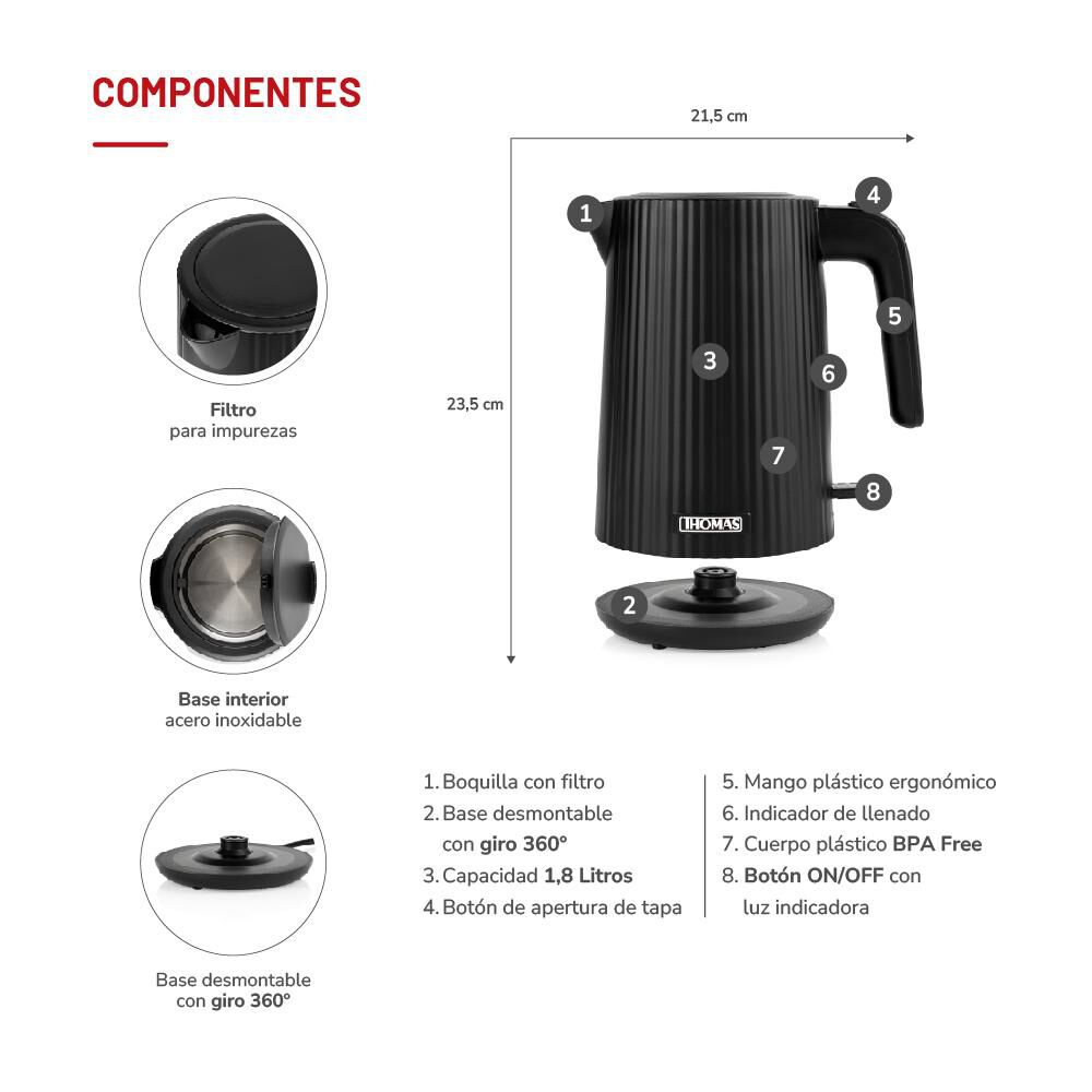 Hervidor Thomas Th-4343n / 1,8 Litros / 2200 Watts image number 4.0