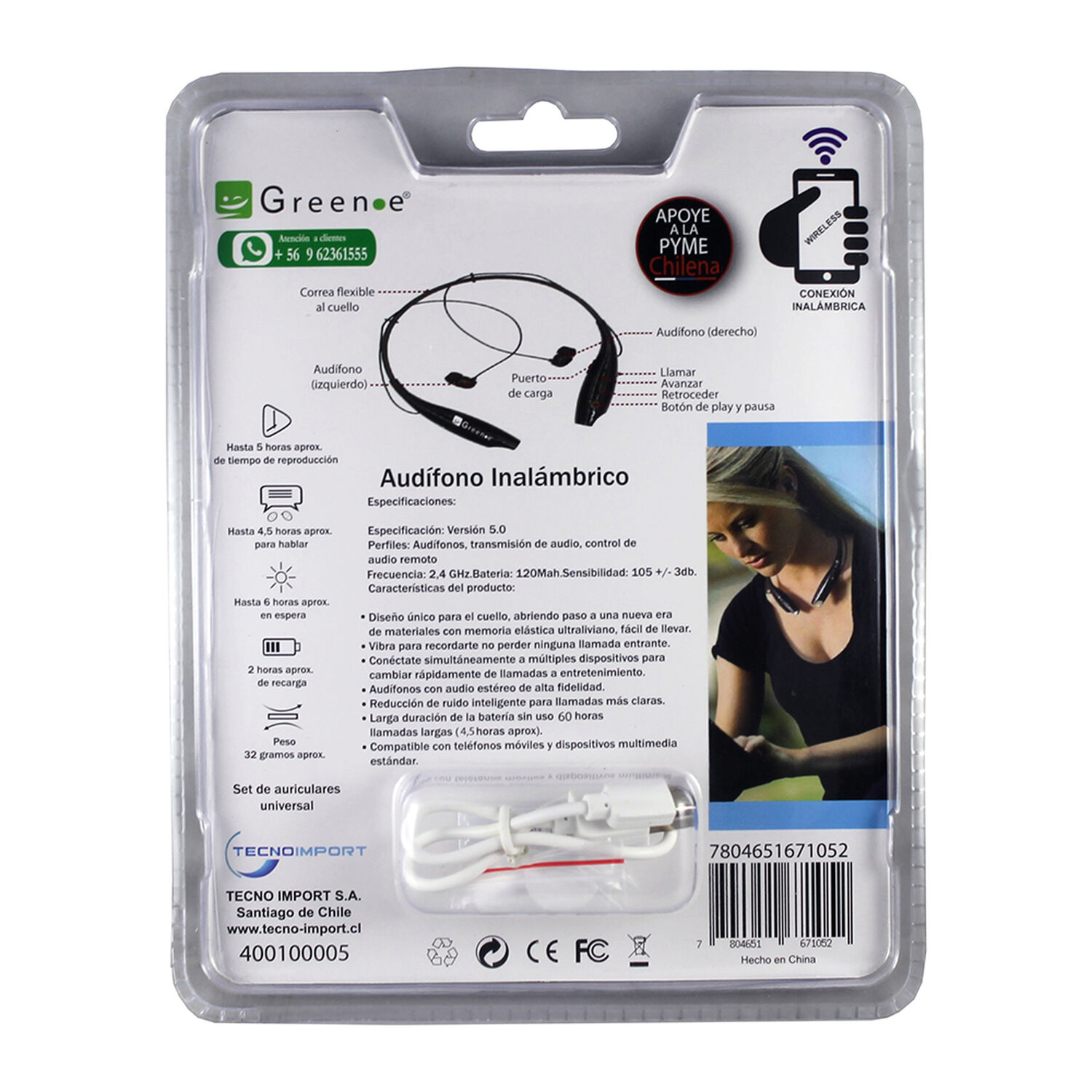 Aud&iacute;fono Sport Inal&aacute;mbrico Bluetooth image number 5.0