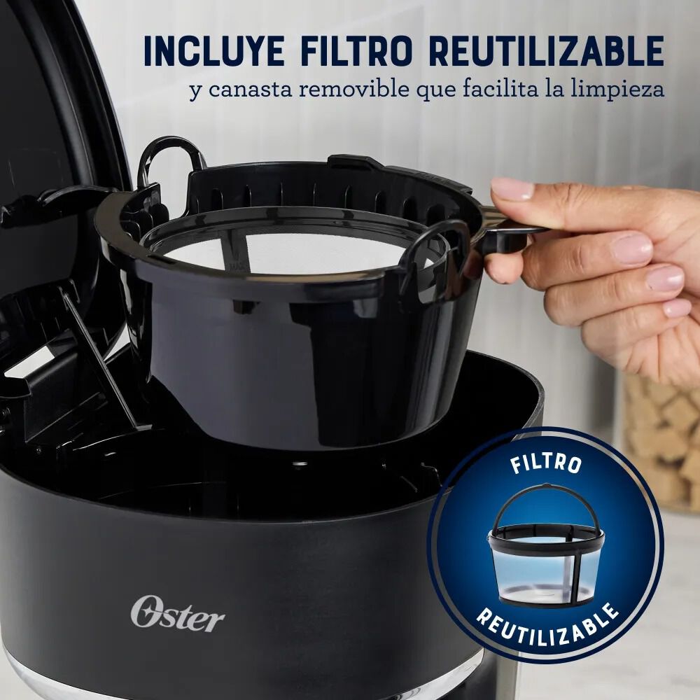 Oster Cafetera Programable Capacidad 12 Tazas Bvstdcp121b Con Filtro Reutilizable image number 6.0