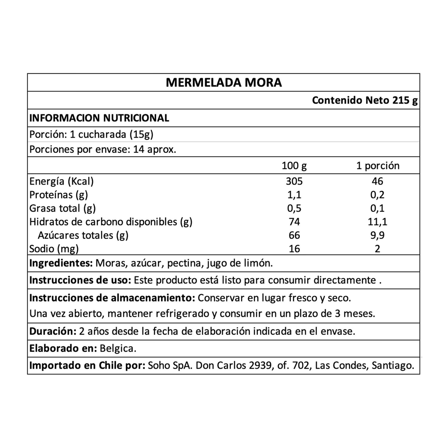 Mermelada De Mora Belberry 1 X 215 Gr image number 4.0