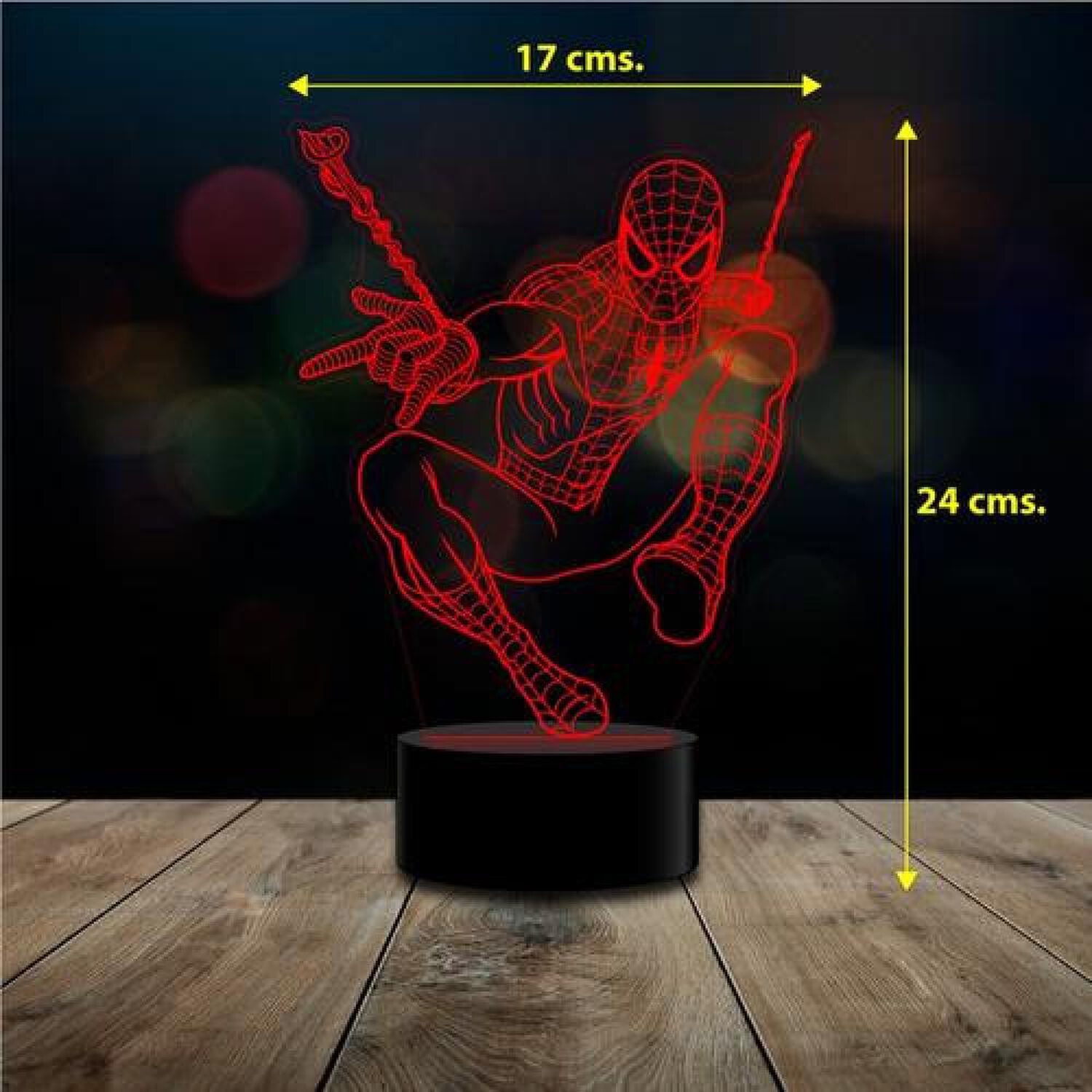 L&aacute;mpara 3d Acr&iacute;licas 7 Colores Spiderman Marvel C/remoto image number 2.0