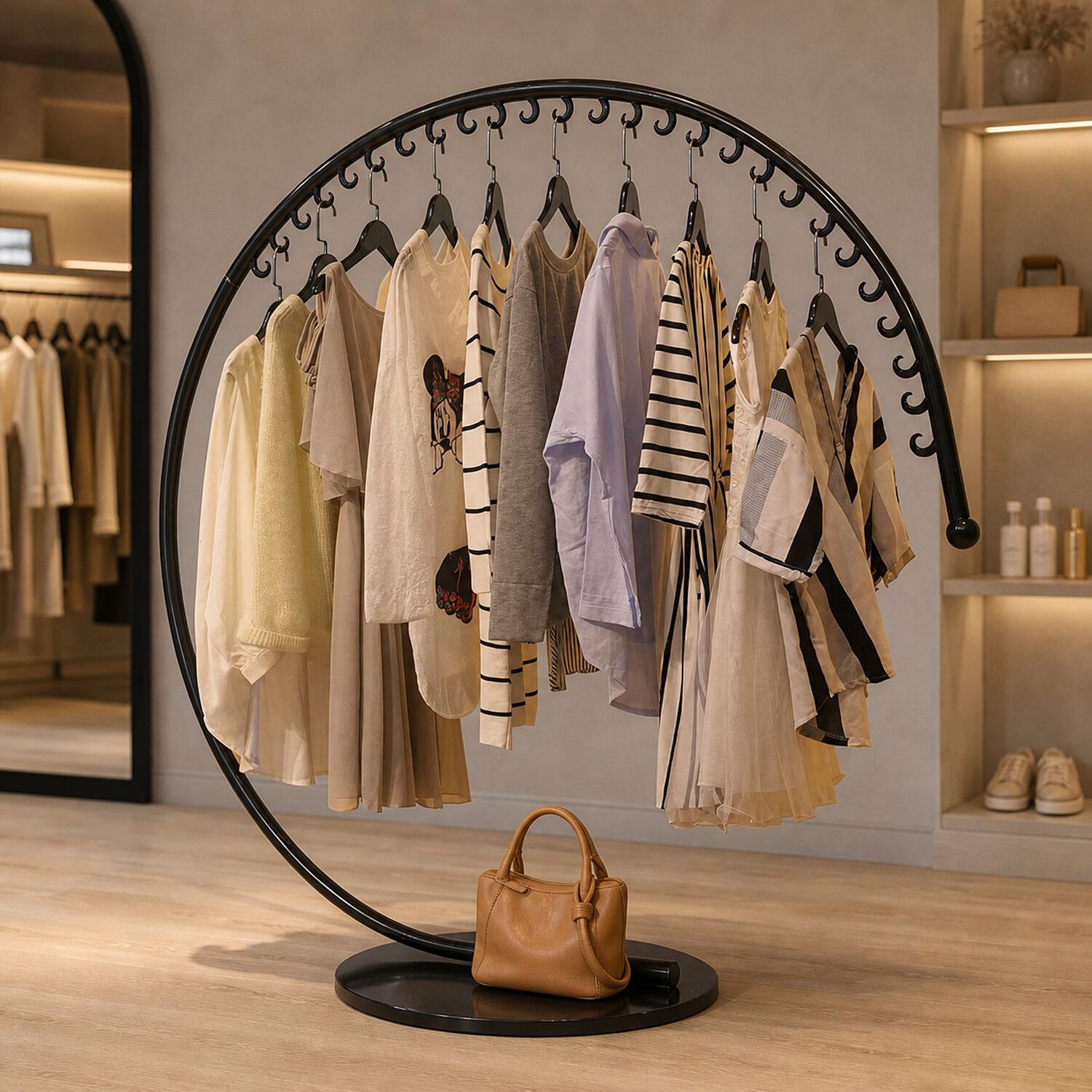 Perchero Colgador Exhibidor Circular Metalico Con 30 Ganchos Color Negro image number 5.0
