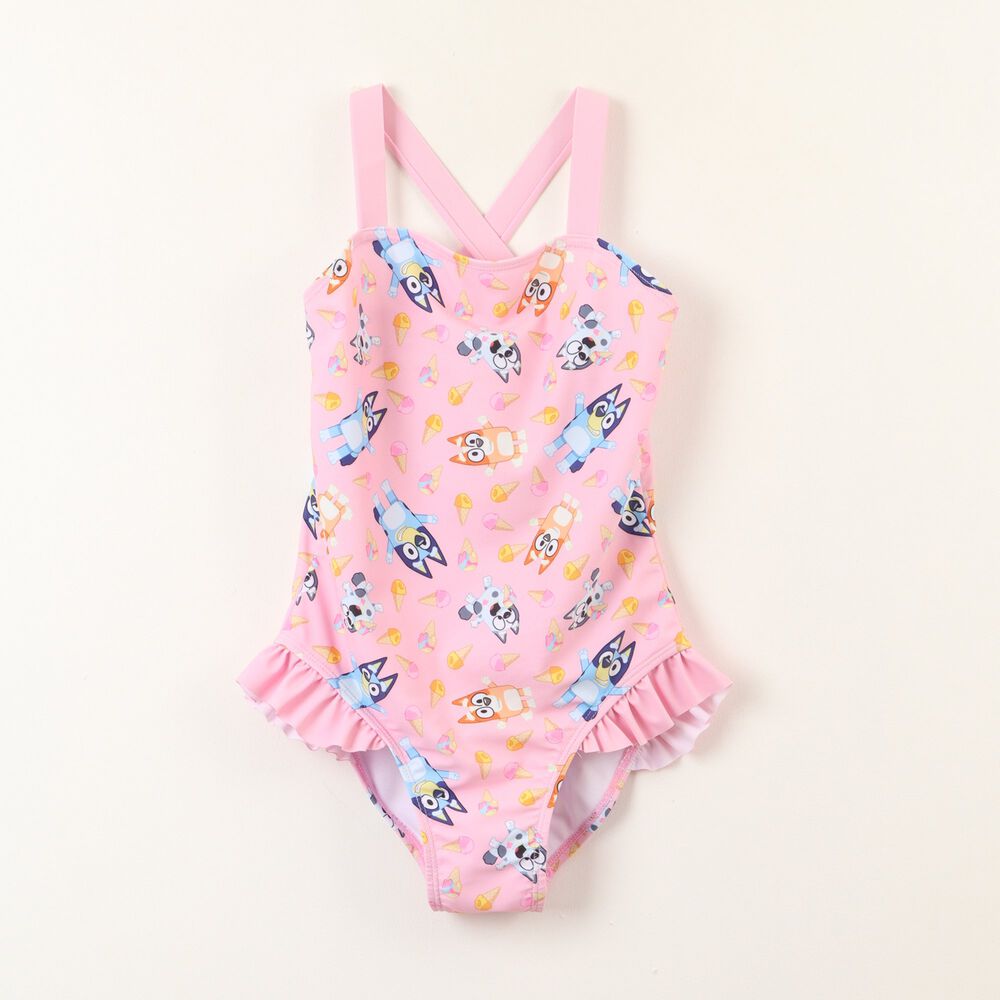 Traje De Ba&ntilde;o Tirantes Ni&ntilde;a Rosado Bluey & Bingo Bluey image number 0.0