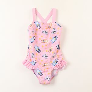 Traje De Ba&ntilde;o Tirantes Ni&ntilde;a Rosado Bluey & Bingo Bluey