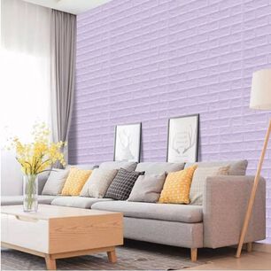 Pack 10 Lamina Papel Mural Autoadhesivo 3d Ladrillo Morado