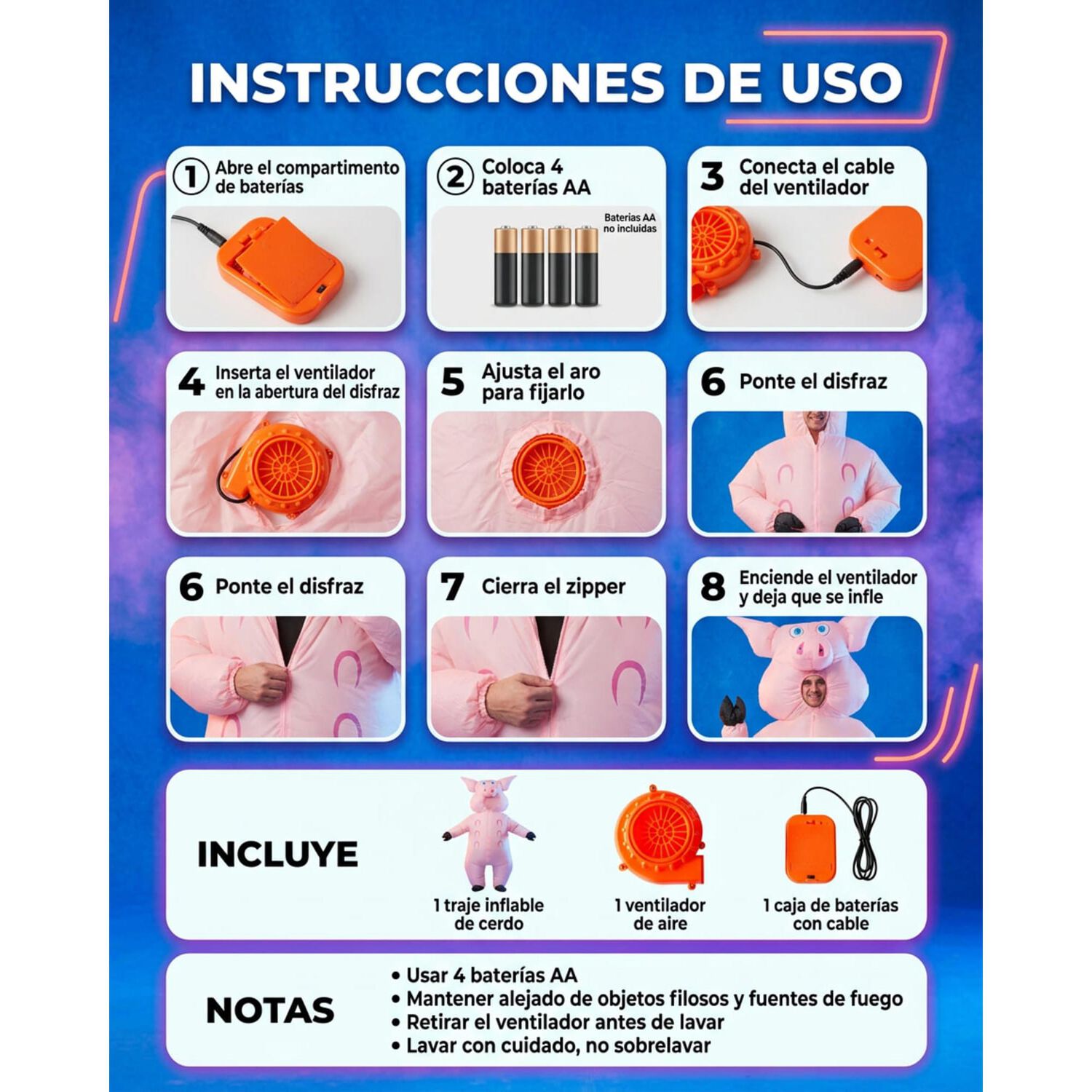 Disfraz Inflable Chancho Cerdo Adulto image number 3.0