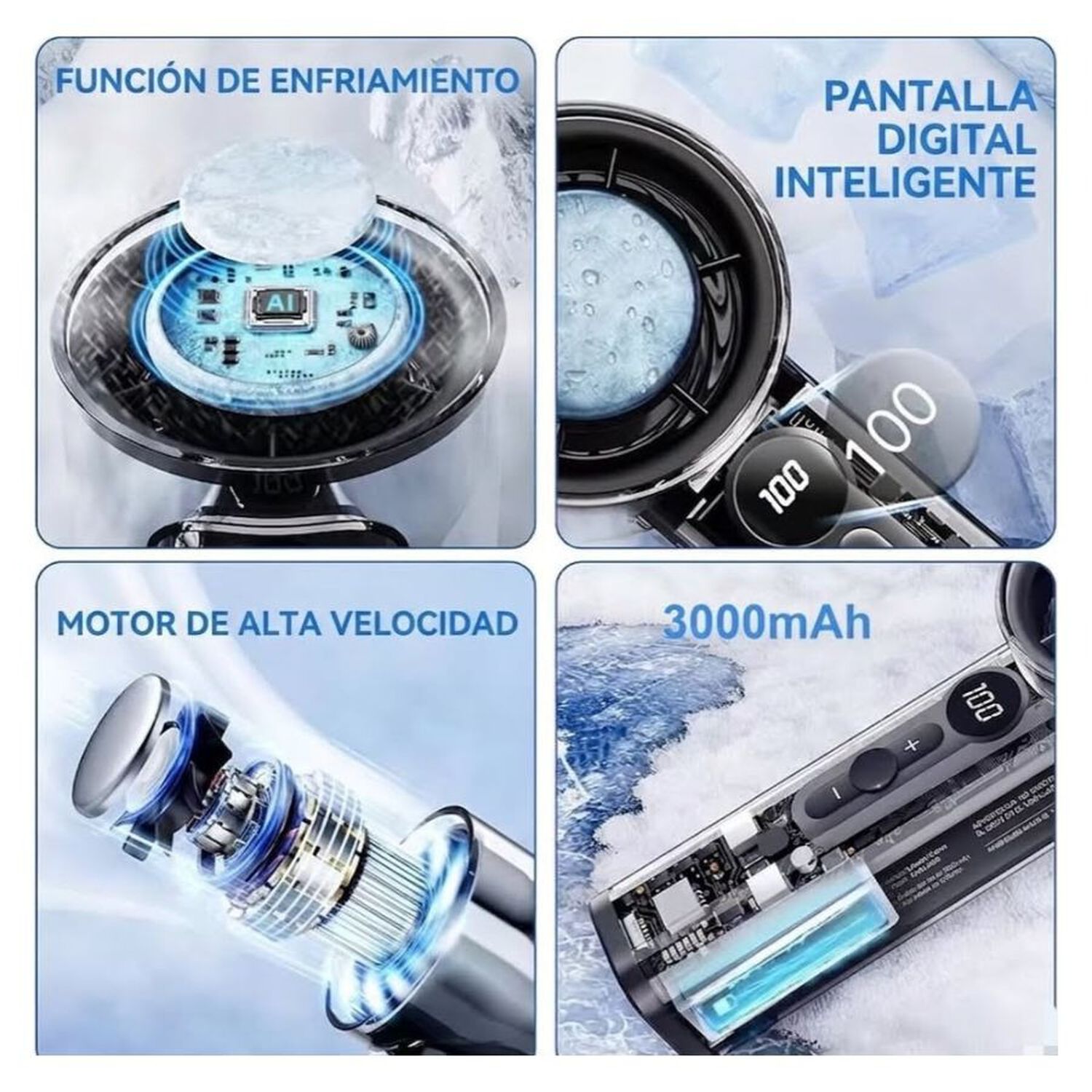 Mini Ventilador Mano Turbo Alta Potencia Pantalla Led Recargable image number 3.0