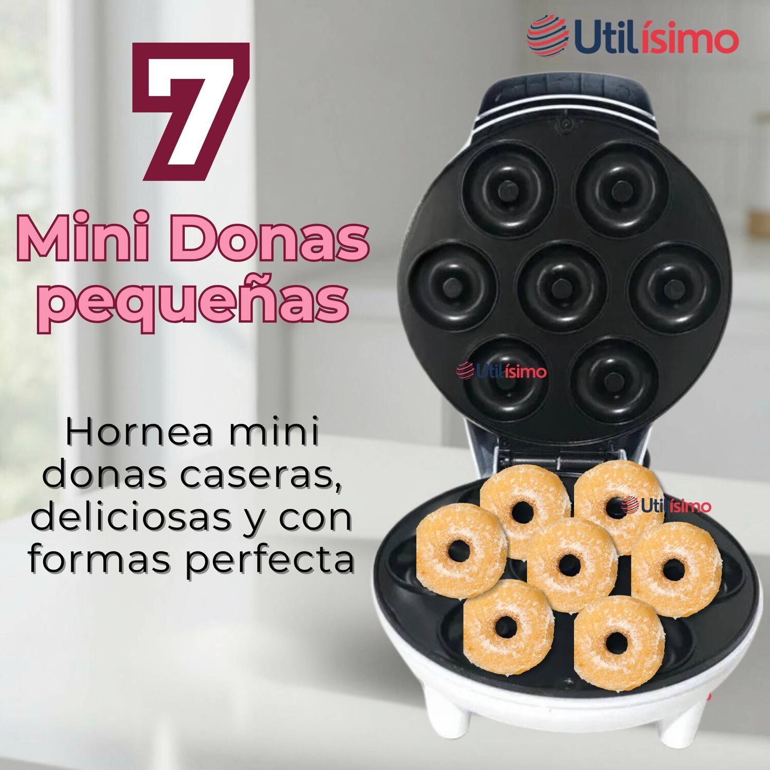 M&aacute;quina Mini Donas Antiadherente Capacidad 7 Minidonas 1200w De Potencia image number 4.0